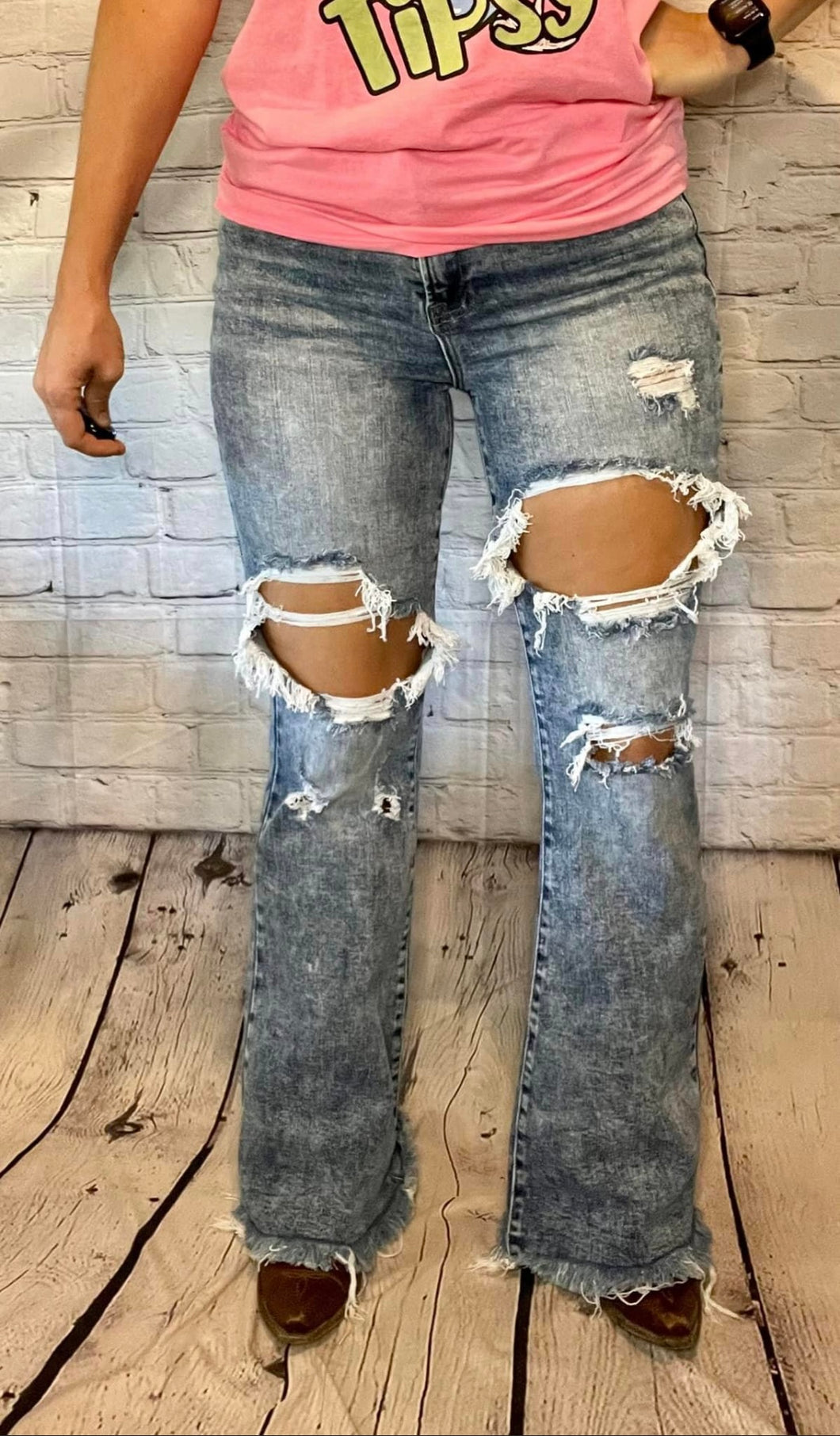 Acid wash rodeo flares