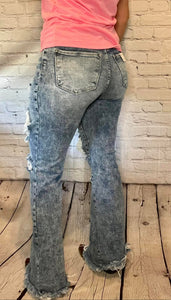 Acid wash rodeo flares