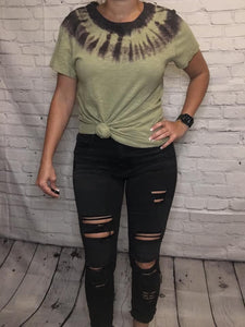 Olive and brown tee
