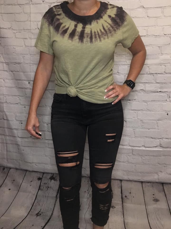 Olive and brown tee
