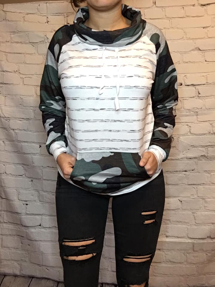 Camo and Striped Pullover