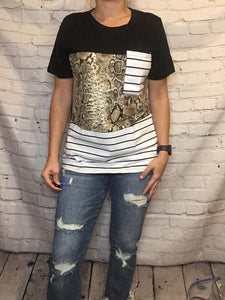 Snake print color block