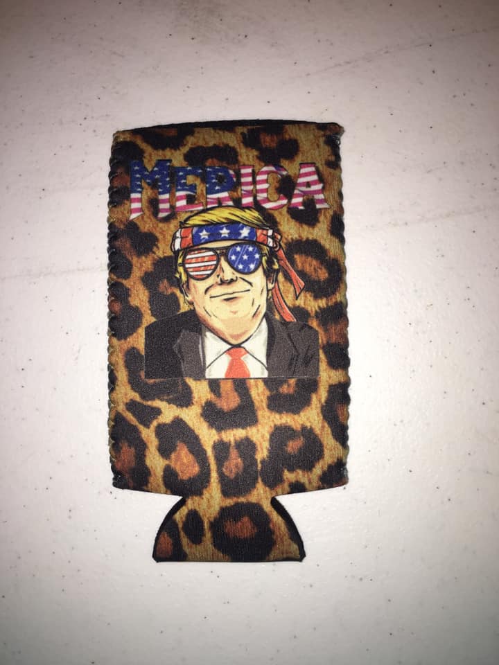 Trump slim can cooler leopard