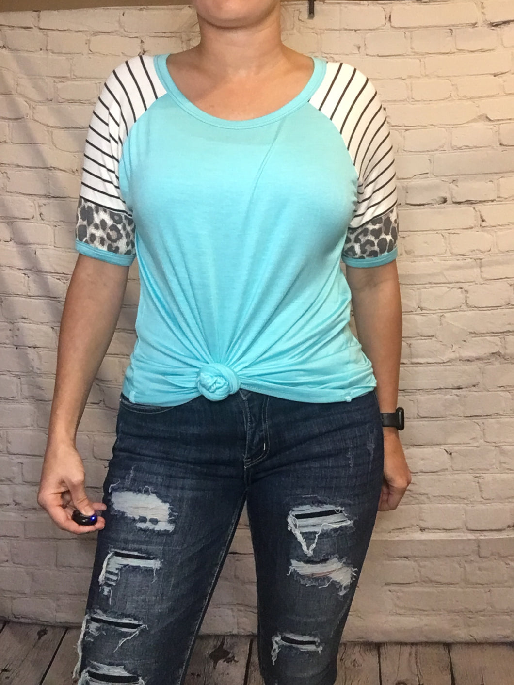 Mint blue color block
