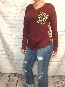 Burgundy leopard long sleeve