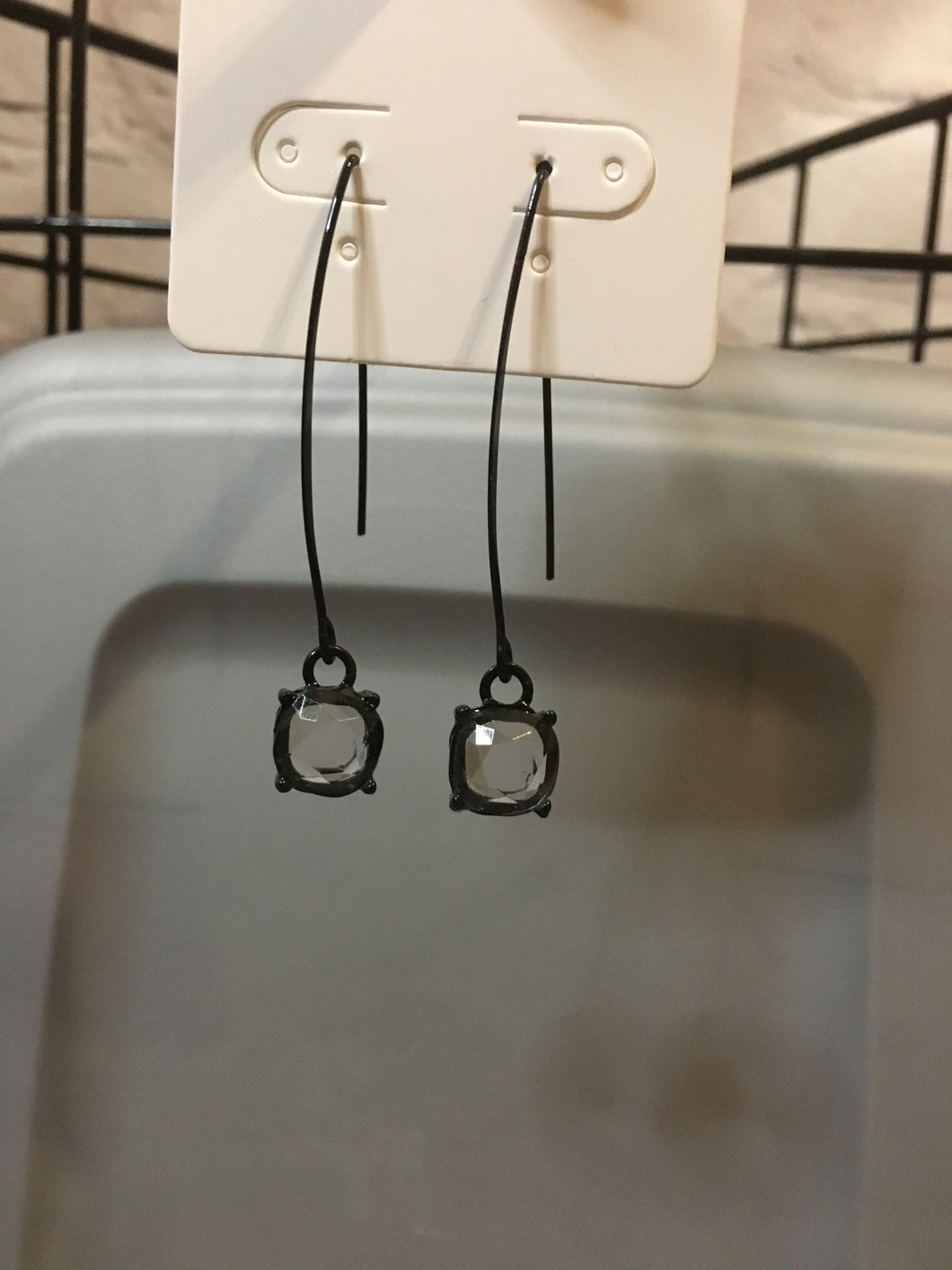 Clear & black earring