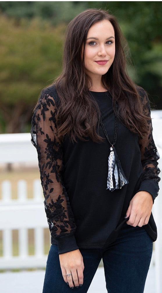 Lace sleeve top