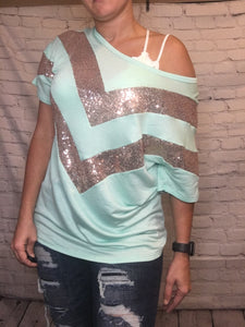 Mint sequin top