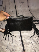 Load image into Gallery viewer, Black Cowhide Crossbody and/or wristlet
