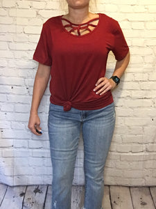 Deep red strappy tee
