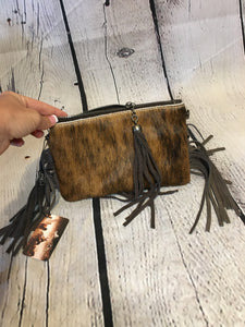 Brown Cowhide Crossbody and/or Wristlet