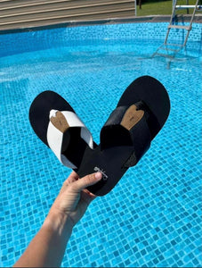 Black Ladybug flip-flops