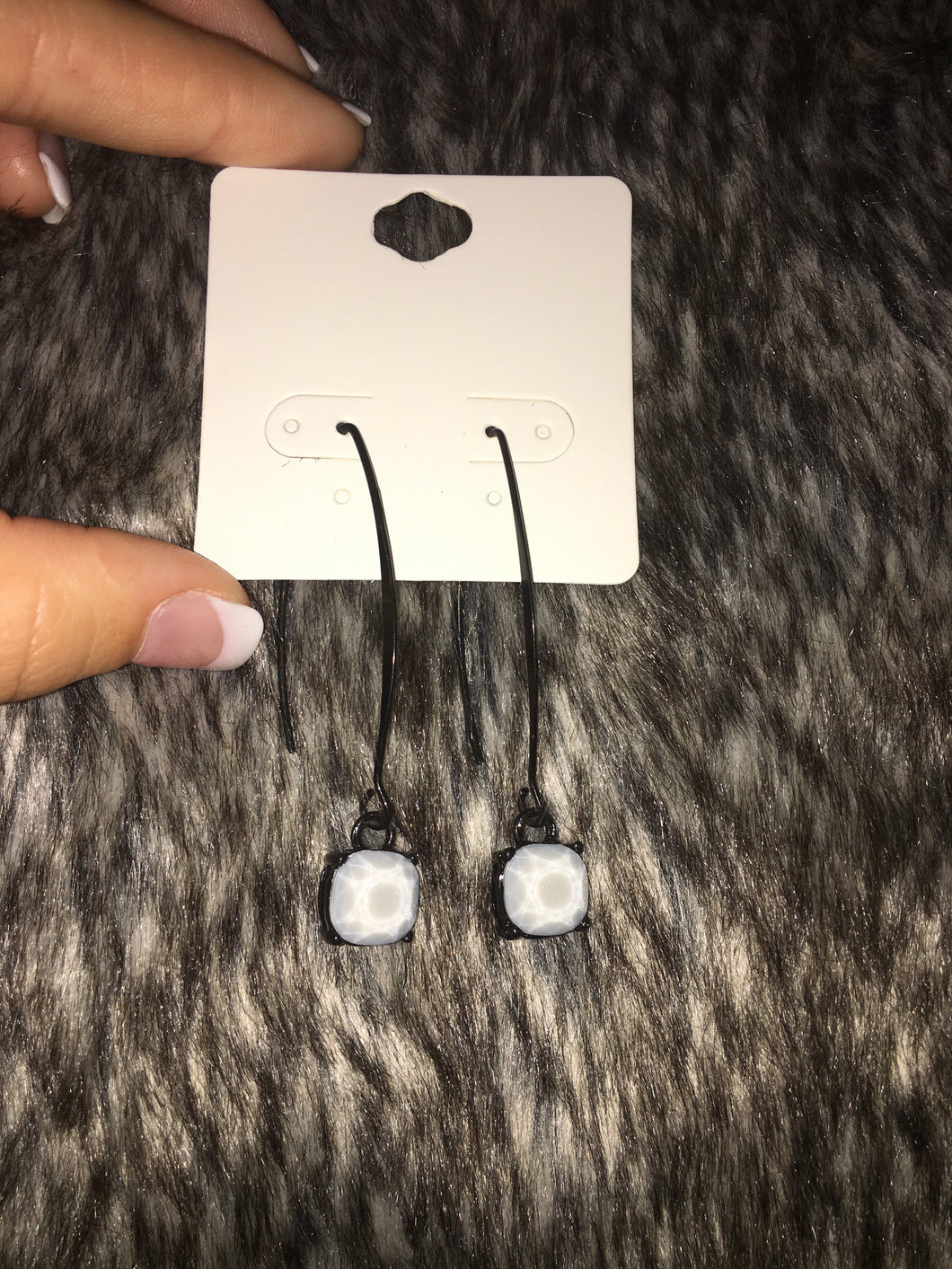 White shimmer & black earring