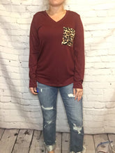 Load image into Gallery viewer, Burgundy leopard long sleeve
