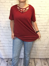 Load image into Gallery viewer, Deep red strappy tee
