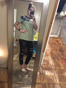 Olive and brown tee