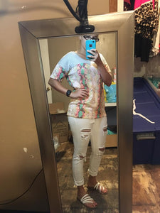 Colorful snake print tee