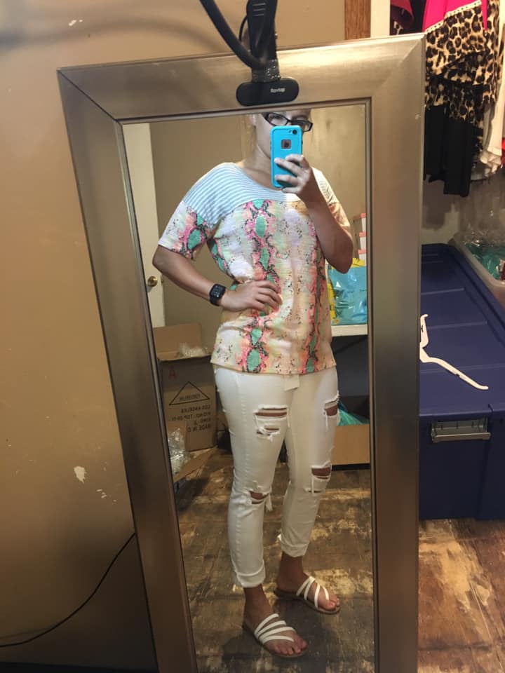 Colorful snake print tee