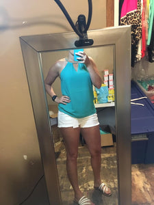 Teal keyhole top
